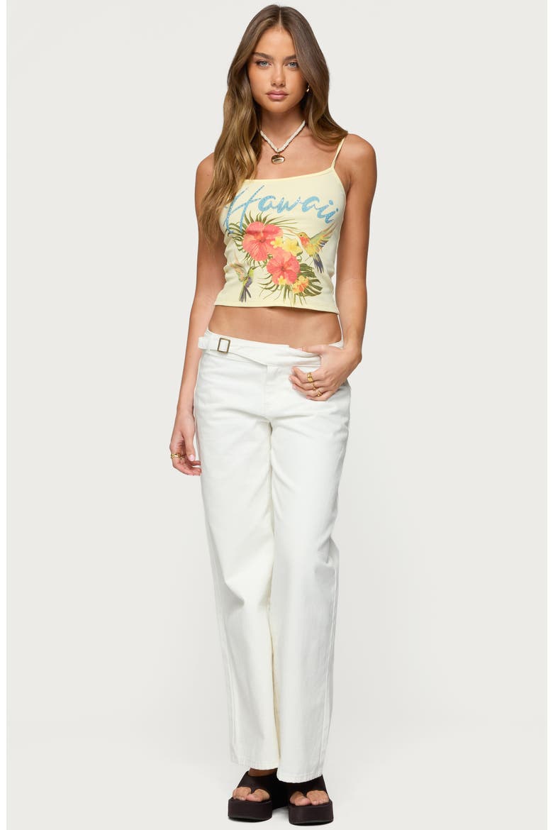 Buckle Tab Low Rise Wide Leg Pants, Alternate, color, WHITE
