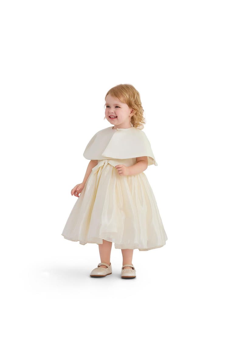 Tulleen Timeless Cape-Overlay Gown, Alternate, color, Beige