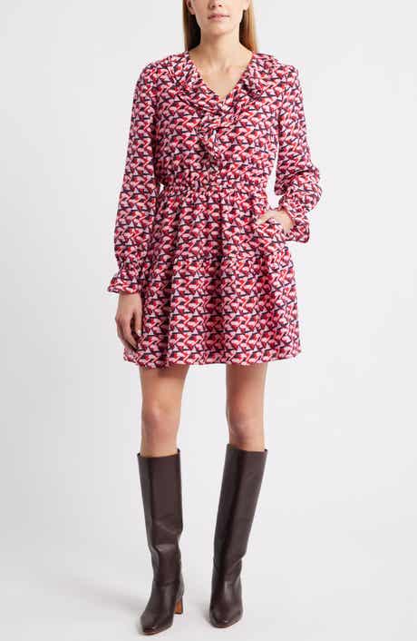 Caslon® Ruffle Long Sleeve Tiered Minidress