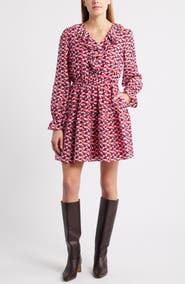 Caslon® Ruffle Long Sleeve Tiered Minidress