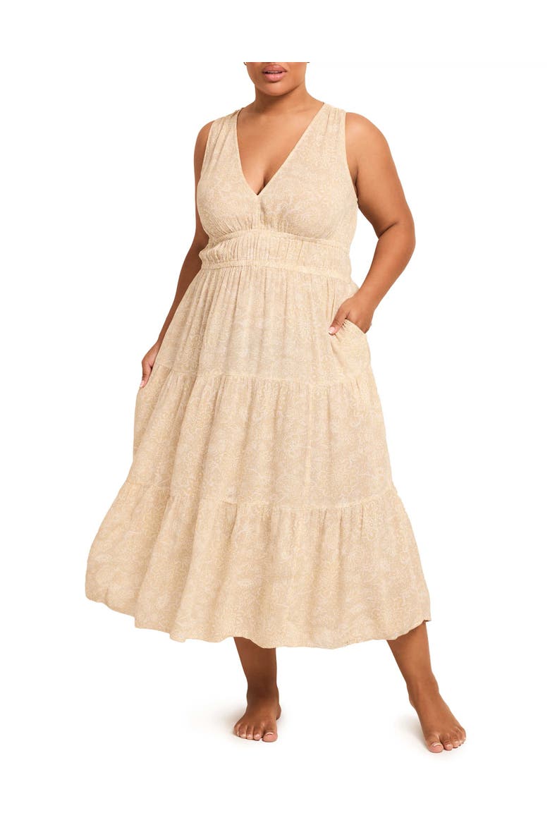 Zahira Lounge Dress, Main, color, Floral beige