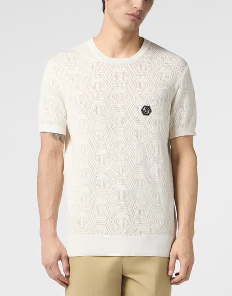 Round Neck T-Shirt Openwork Monogram Men