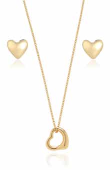 Ettika Heart Necklace & Stud Earrings Set