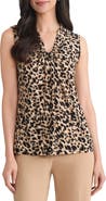 KASPER Leopard Print Knot Detail Sleeveless Knit Top