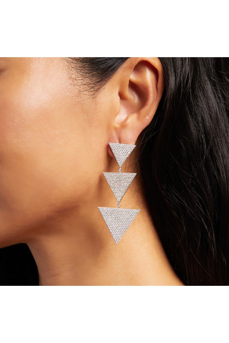 Megan Earrings, Alternate, color, White/White Rhodium