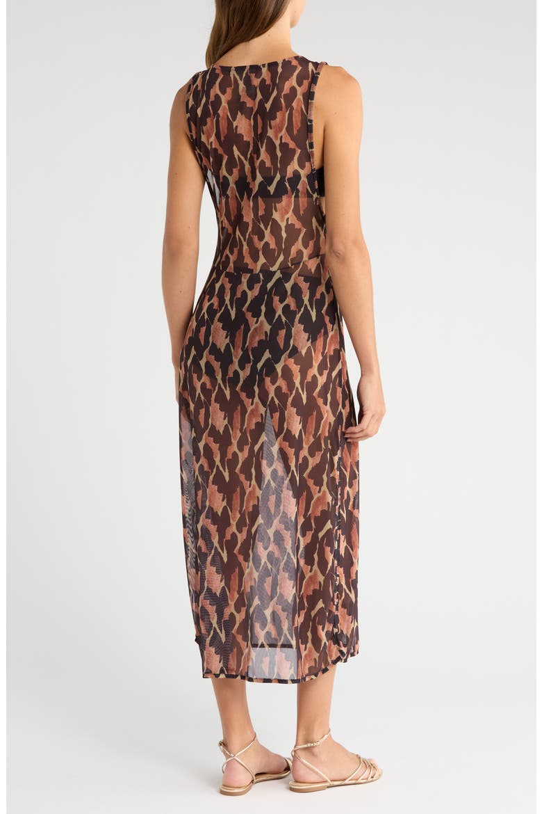 Camu Twist Mesh Cover-Up Dress, Alternate, color, MULTI BROWN