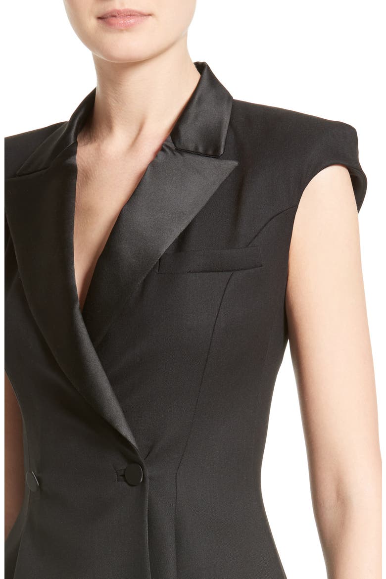 Asymmetrical Cap Sleeve Blazer, Alternate, color, BLACK