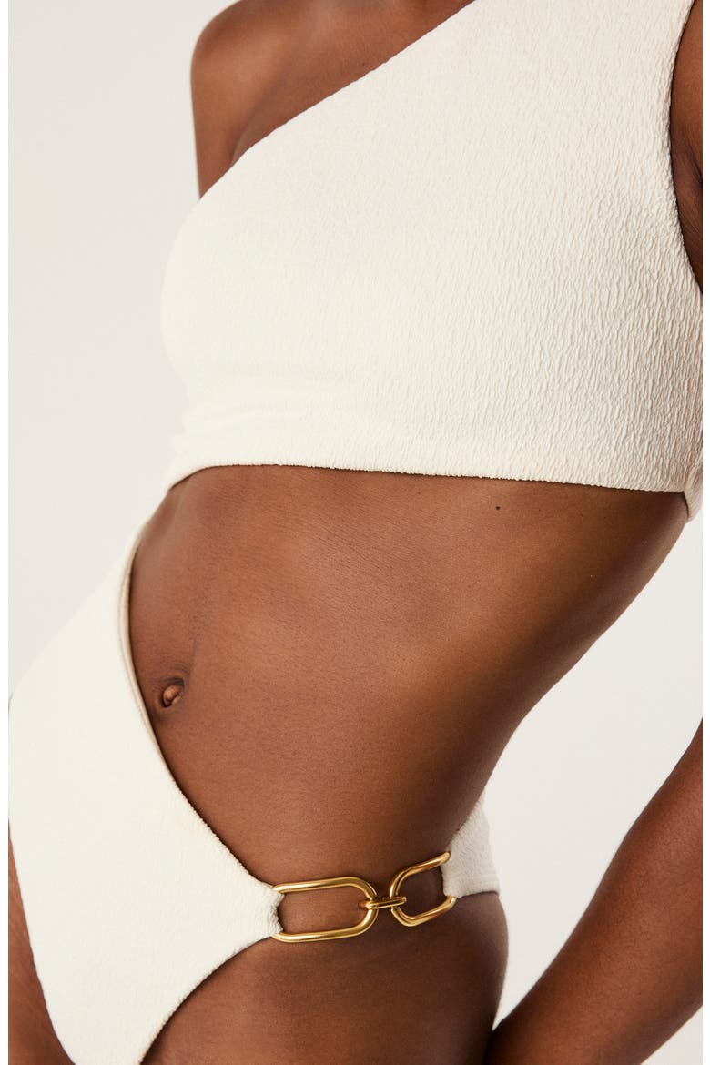 Jo Marl Cutout One-Shoulder One-Piece Swimsuit, Alternate, color, WHITE