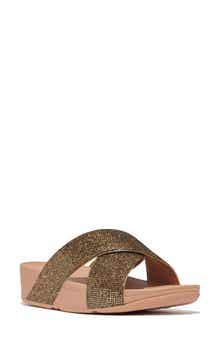 FitFlop Lulu Glitterball Platform Wedge Slide Sandal