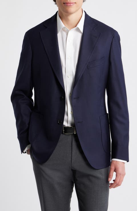 Navy Wool Stretch Twill Blazer (Regular & Big)