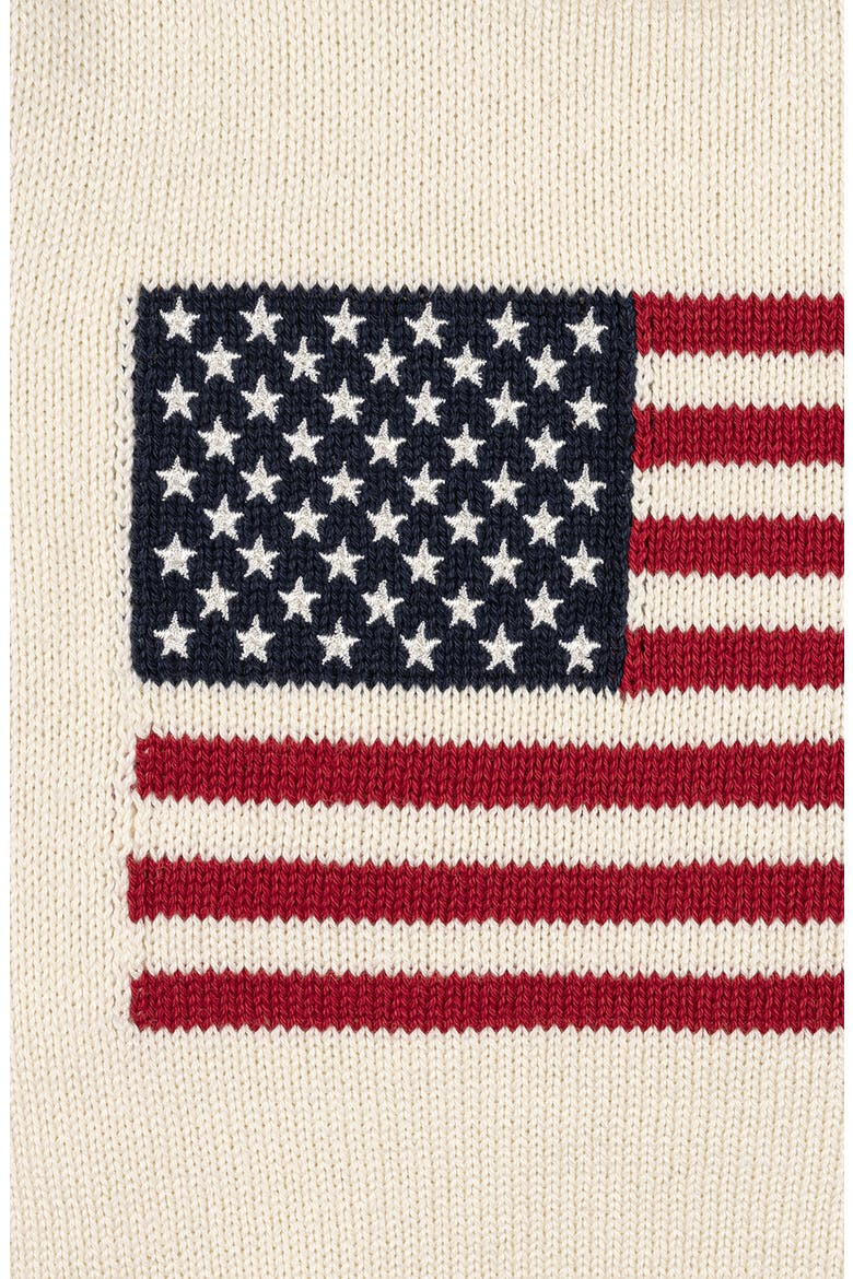 Kids' Organic Crew Neck Flag Sweater, Alternate, color, Ivory Flag