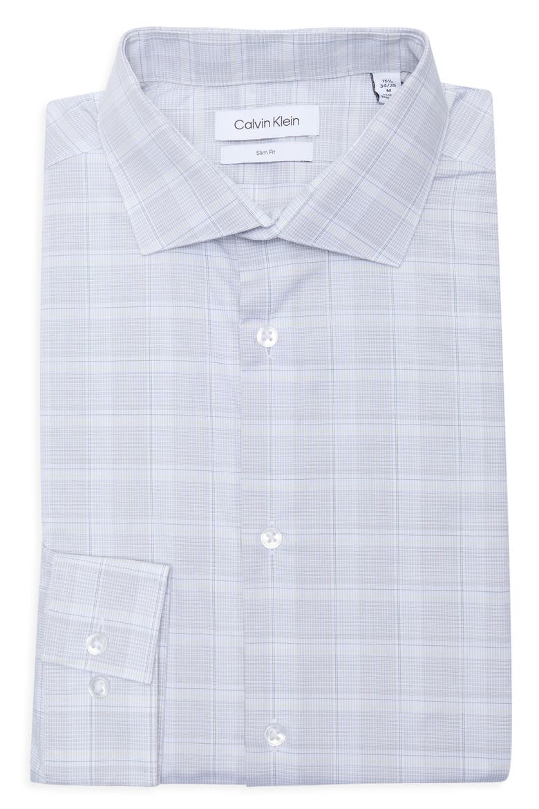 Check Slim Fit Cotton Button-Up Shirt, Alternate, color, STEEL