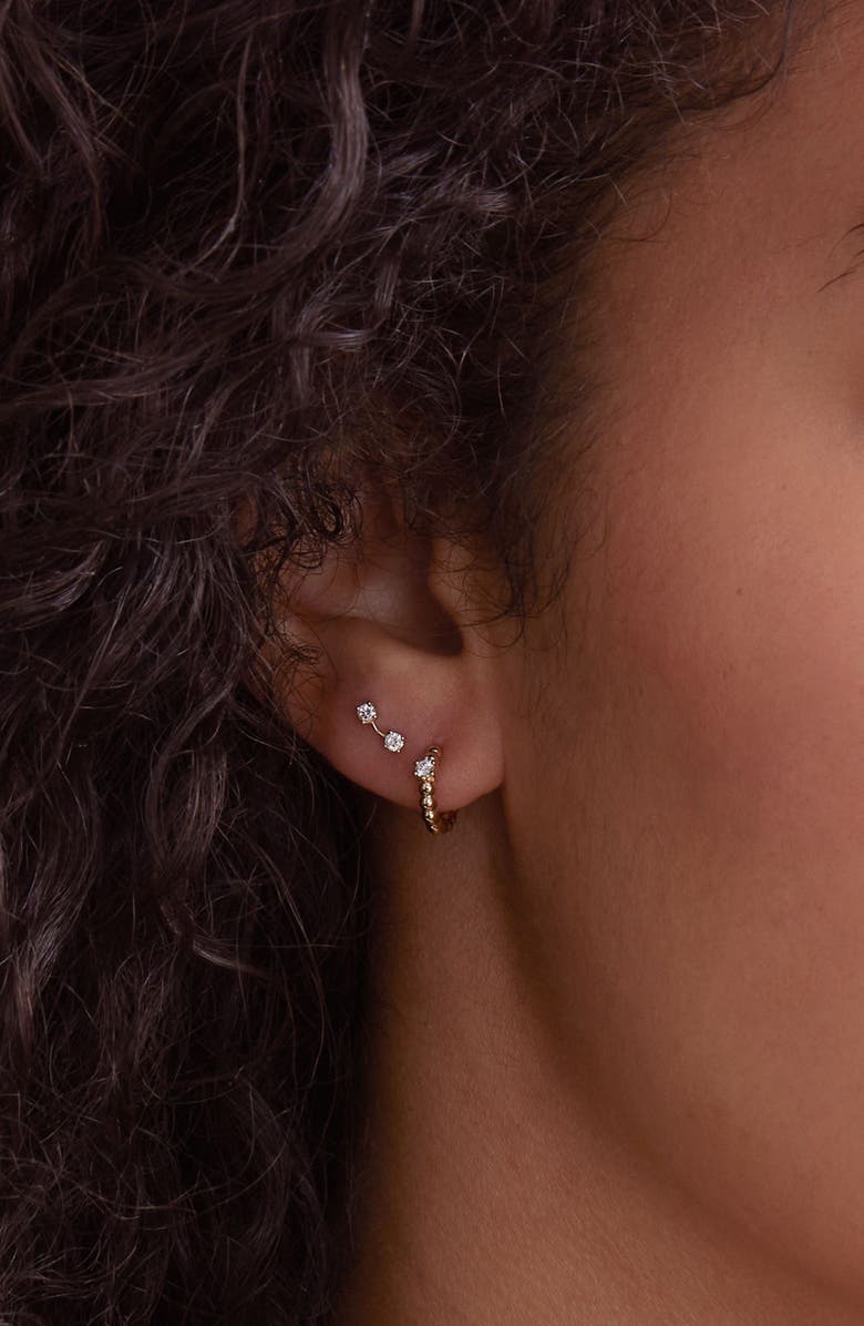 STERLING FOREVER FINE 14K Gold Double Diamond Single Stud Earring - 0.03 ctw, Alternate, color, 