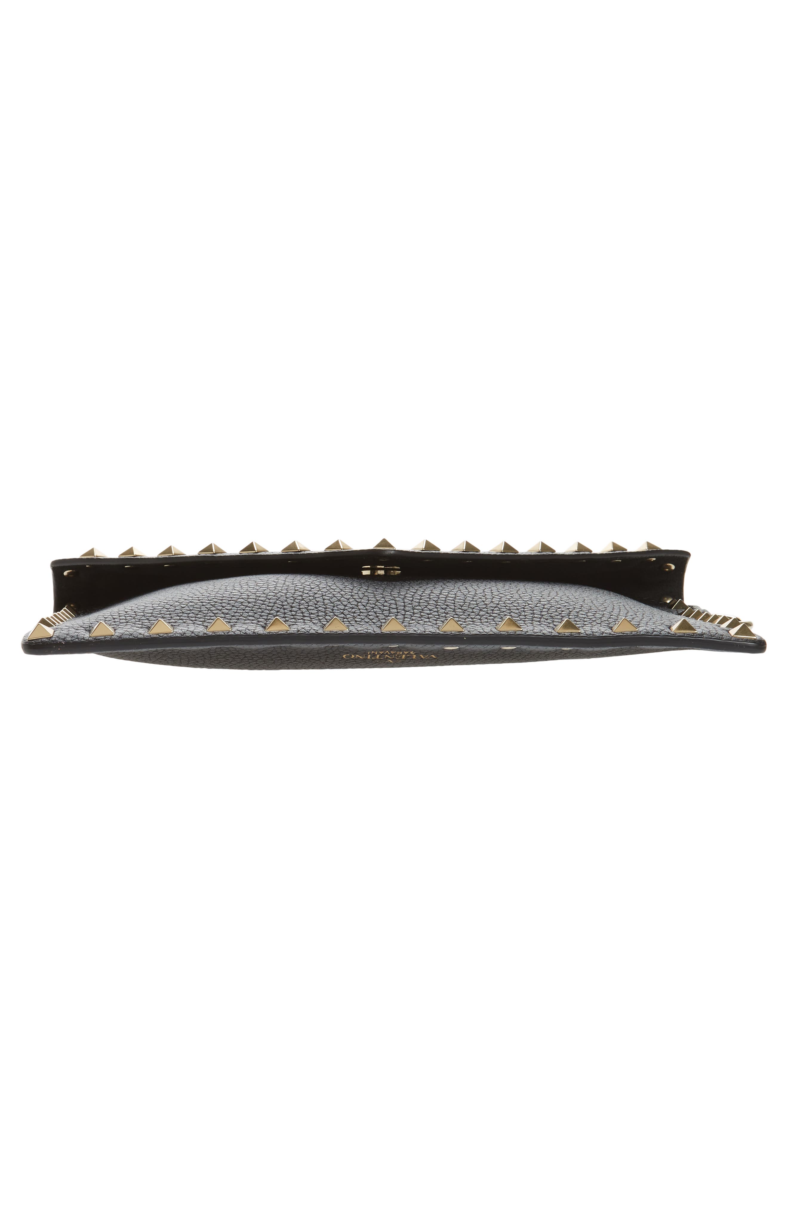 Medium Rockstud Leather Envelope Pouch, Alternate, color, NERO
