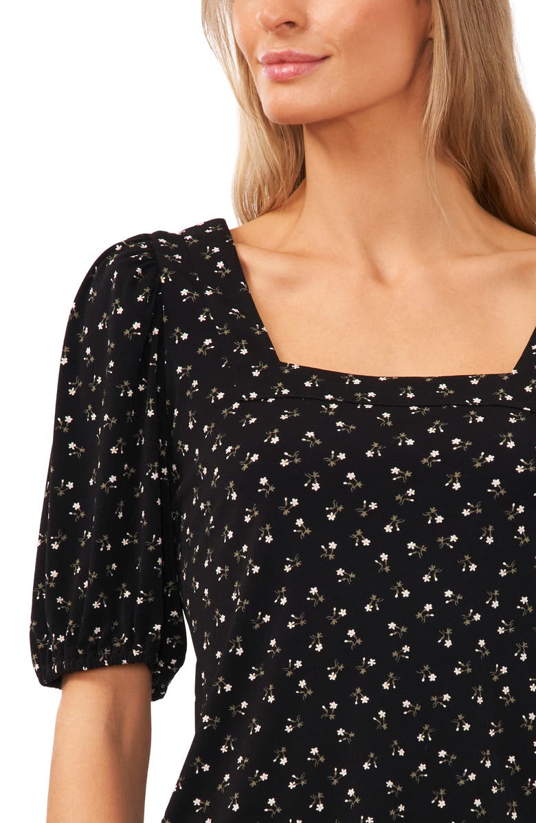 CeCe Floral Square Neck Puff Sleeve Top, Alternate, color, 