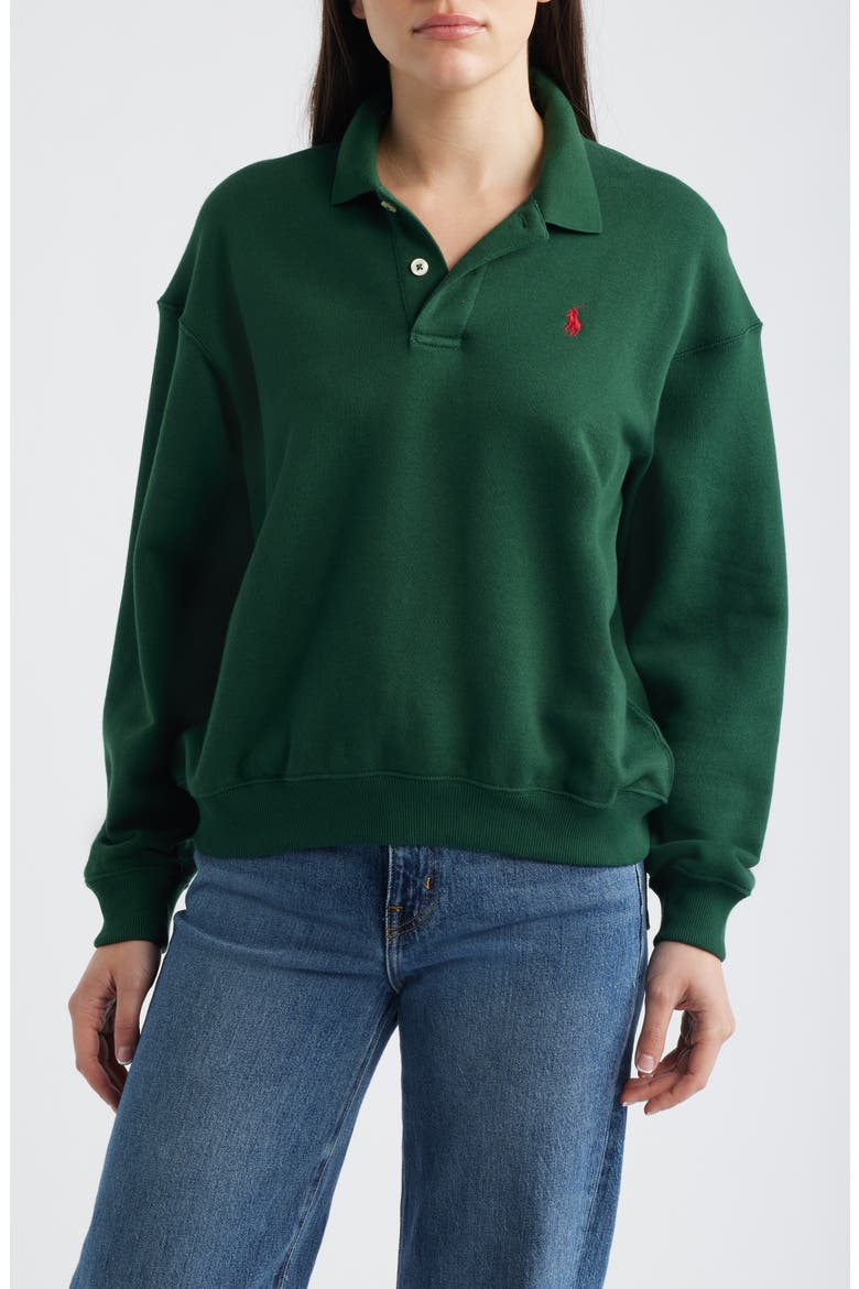 Polo Ralph Lauren Cotton Blend Fleece Polo Sweatshirt (Women