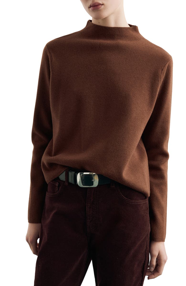 MANGO Funnel Neck Sweater, Main, color, Caramel