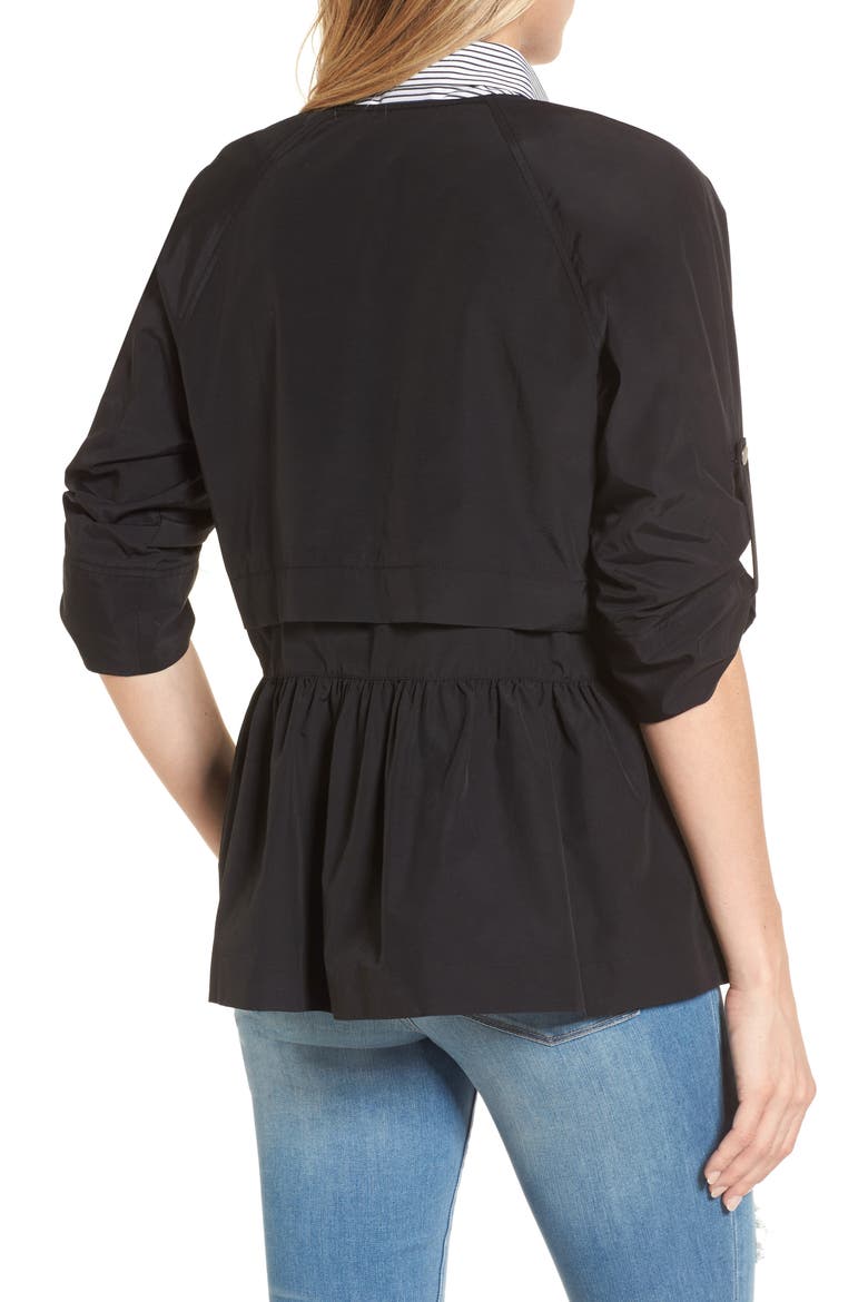 Peplum Cotton Blend Utility Jacket, Alternate, color, BLACK