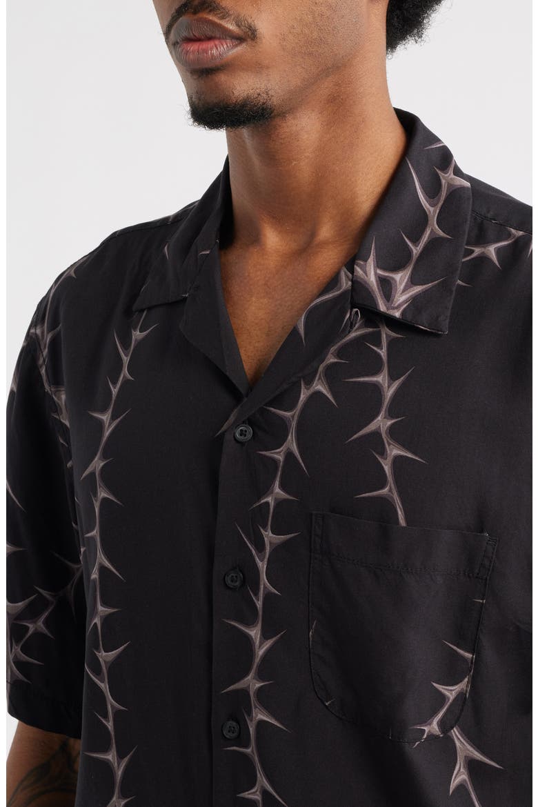 Van Doren Print Camp Shirt, Alternate, color, BLACK