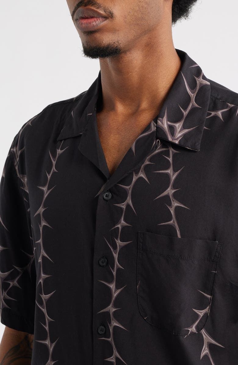 Vans Van Doren Print Camp Shirt, Alternate, color, Black