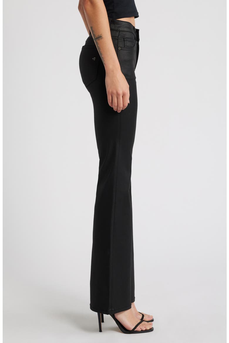 Coated Flare Jeans, Alternate, color, BLACK