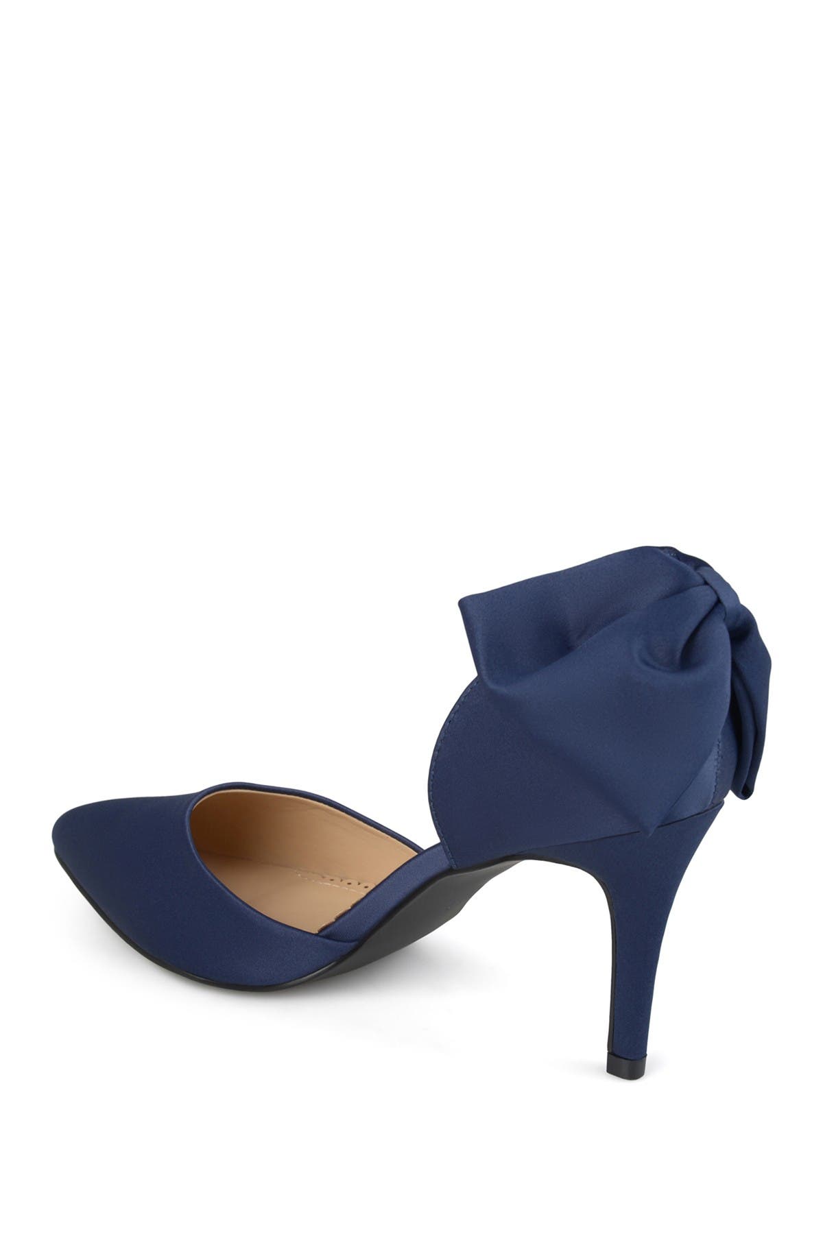 Journee Collection Tanzi d'Orsay Bow Pump, Alternate, color, Navy