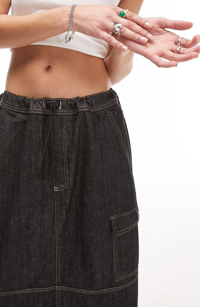 Topshop Denim Cargo Maxi Skirt, Alternate, color,