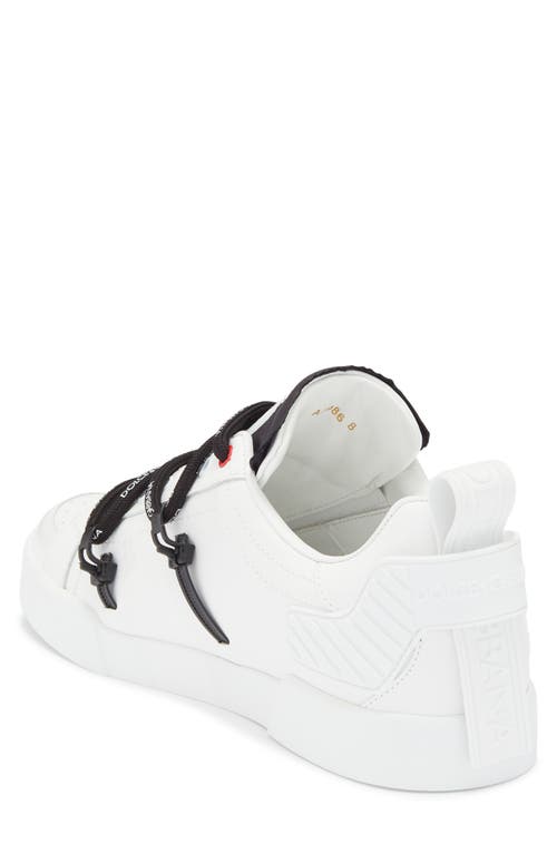 Dolce & Gabbana Portofino Sneaker In Calfskin And White Paint