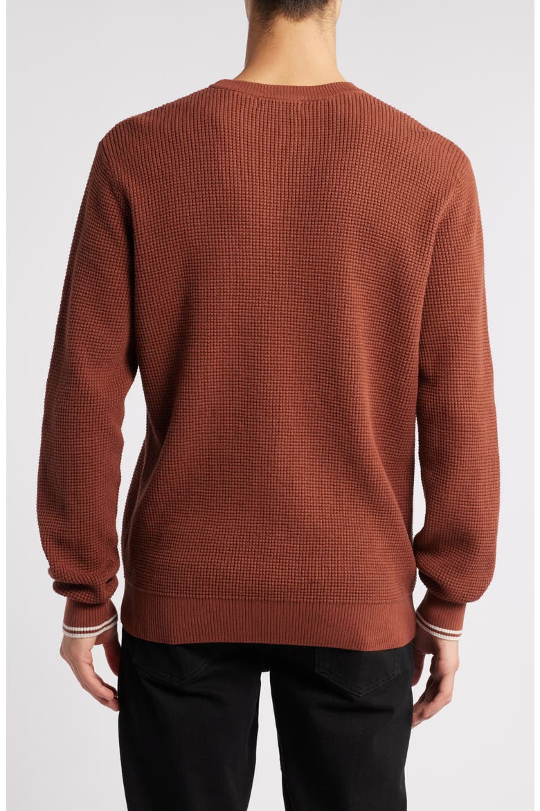 Waffle Stitch Crewneck Sweater, Alternate, color, WHISKEY BROWN