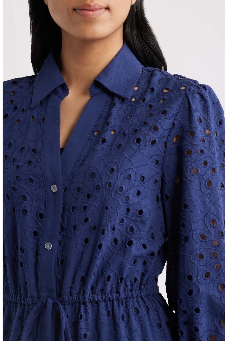 Cotton Eyelet Shirtdress, Alternate, color, NAVY