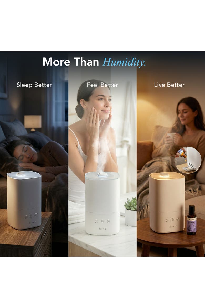 Breeze 3-Speed White Ultrasonic Cool Mist Humidifier with Top-Fill Tank and Aroma Tray, Alternate, color, White