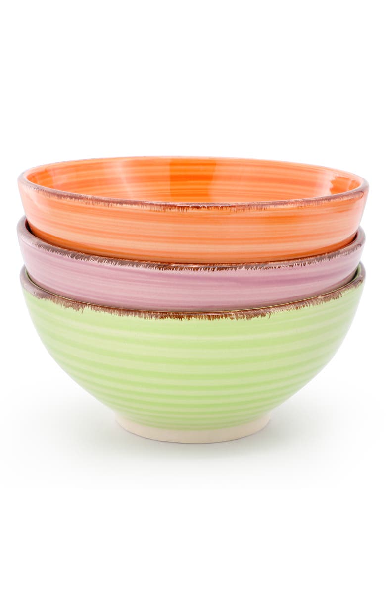 Elama Color Ridge 6.25 Inch 6 Piece Round Stoneware Assorted Bowl Set, Alternate, color, Assorted
