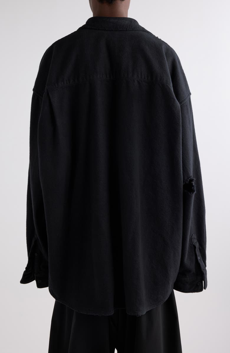 Balenciaga Layered Distressed Long Sleeve Graphic Shirt, Alternate, color, 1000 Black