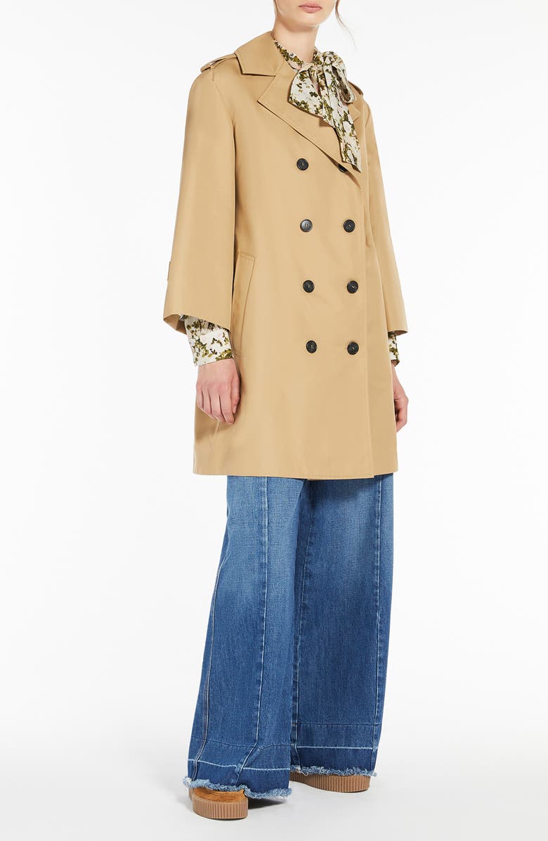 Weekend Max Mara Elodia Belted Trench Raincoat, Alternate, color, Beige