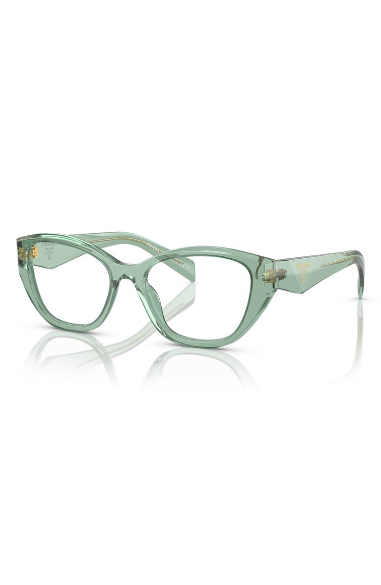 Prada 53mm Square Optical Glasses, Alternate, color, Dark Green