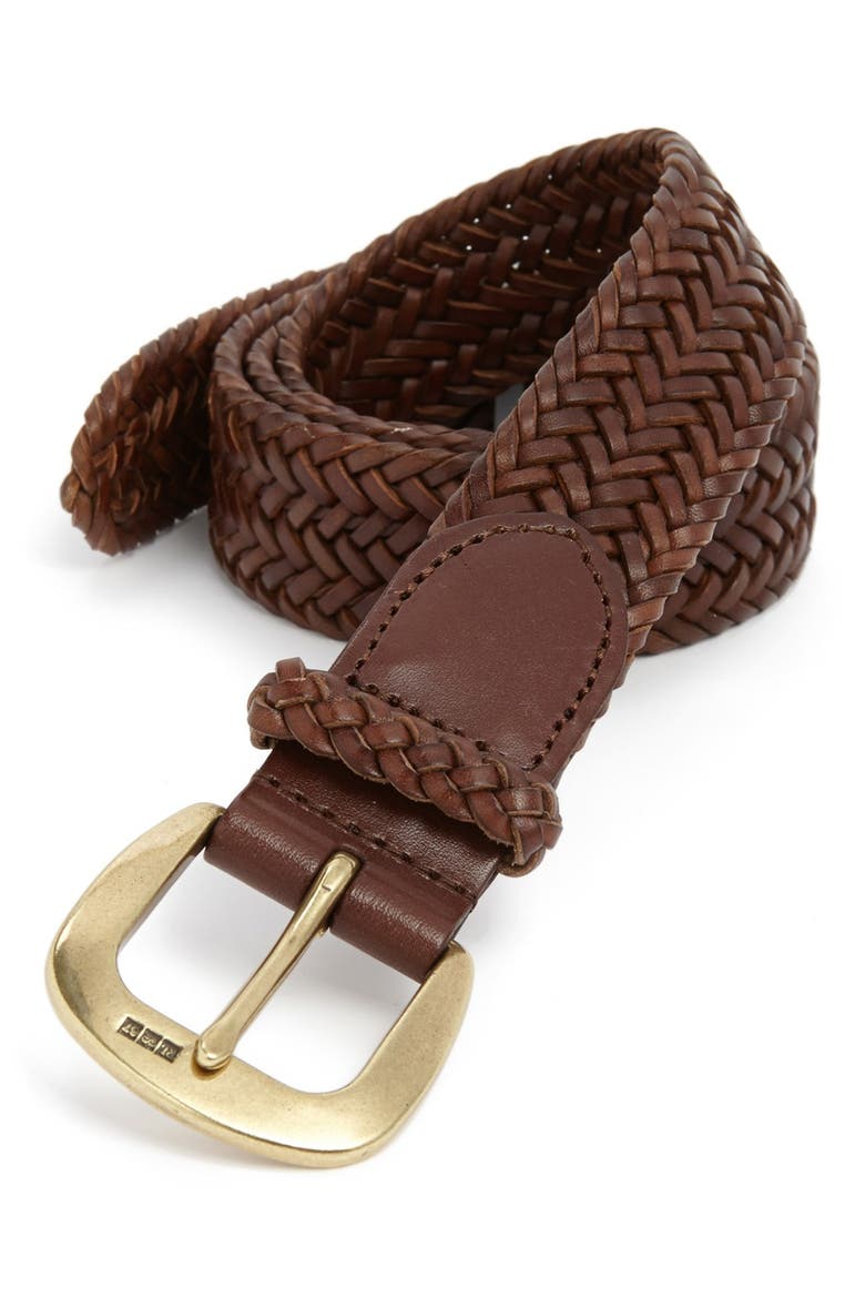 Leather Belt, Main, color, COGNAC