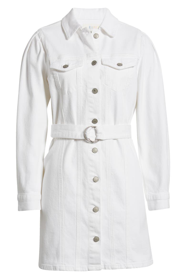 The Griffith Belted Long Sleeve Denim Dress, Alternate, color, SALT WHITE