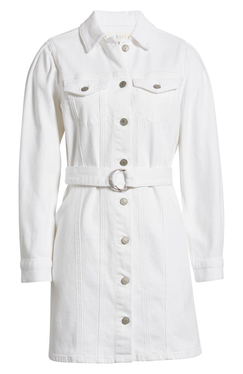 Rails The Griffith Belted Long Sleeve Denim Dress, Alternate, color, Salt White