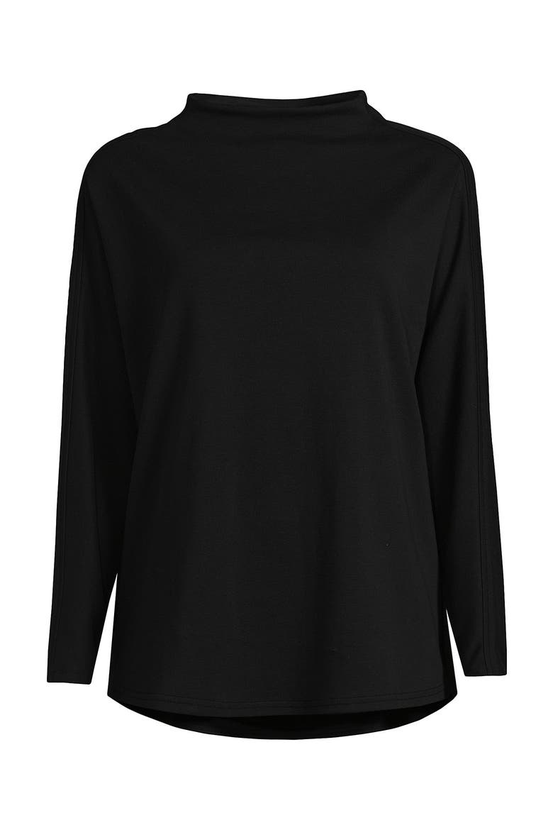 Long Sleeve Sport Knit Funnel Neck Top, Alternate, color, Black
