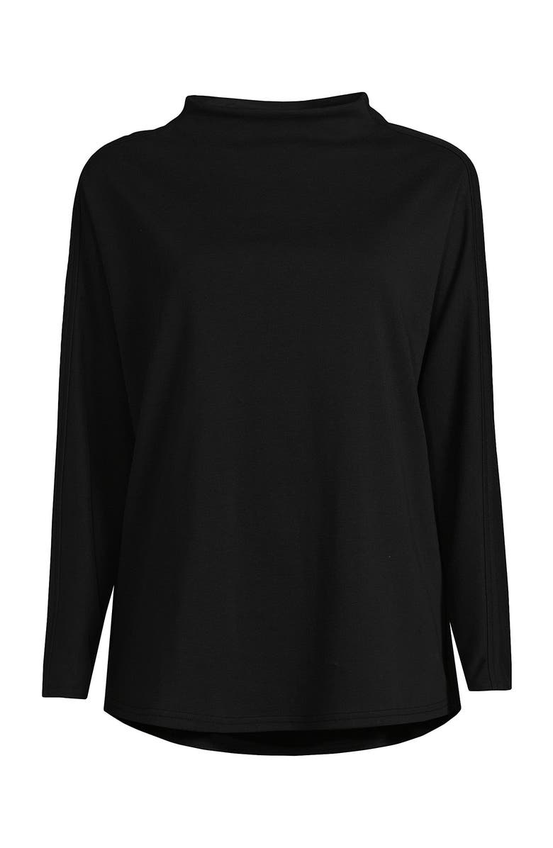Lands' End Long Sleeve Sport Knit Funnel Neck Top, Alternate, color, Black