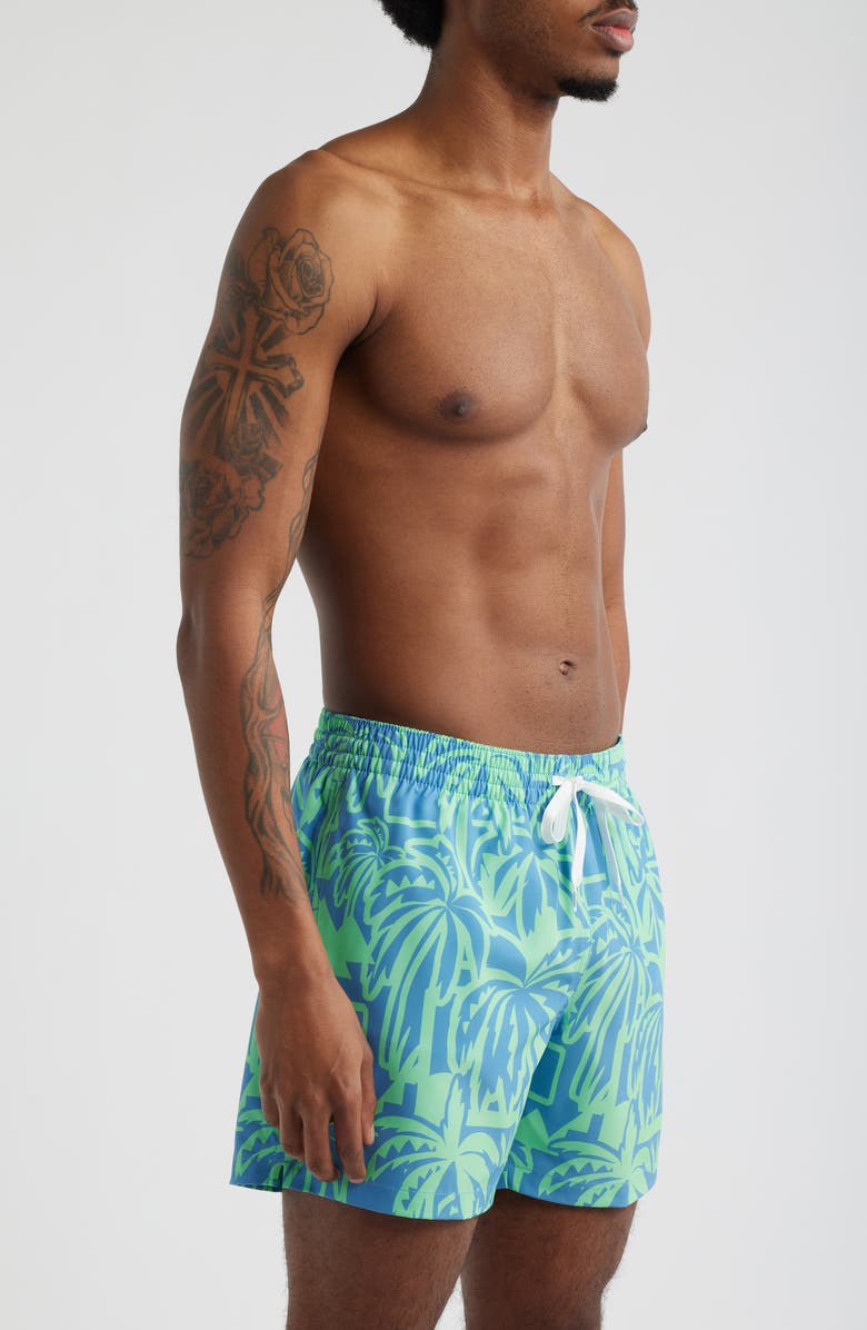 Chubbies The Frond Farwells Palm Tree Print 5.5-Inch Swim Trunks, Alternate, color, Bright Green - Pattern Base