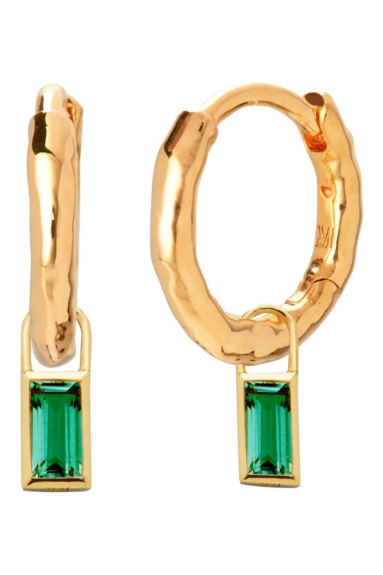 Baguette Earring Charm, Alternate, color, YELLOW GOLD/ ONYX