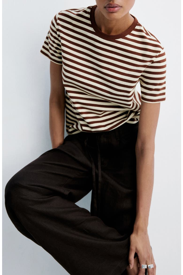 Stripe Cotton T-Shirt, Alternate, color, BROWN