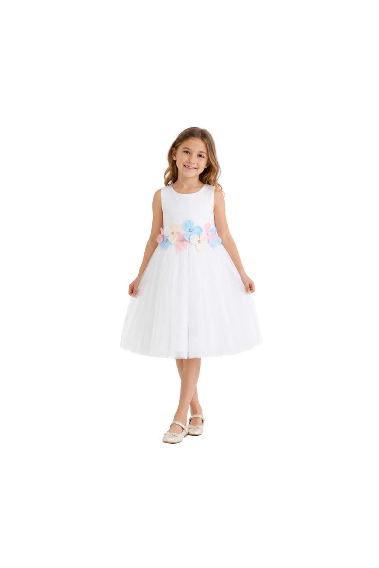 Elarisse Floral Waist Dress, Alternate, color, White