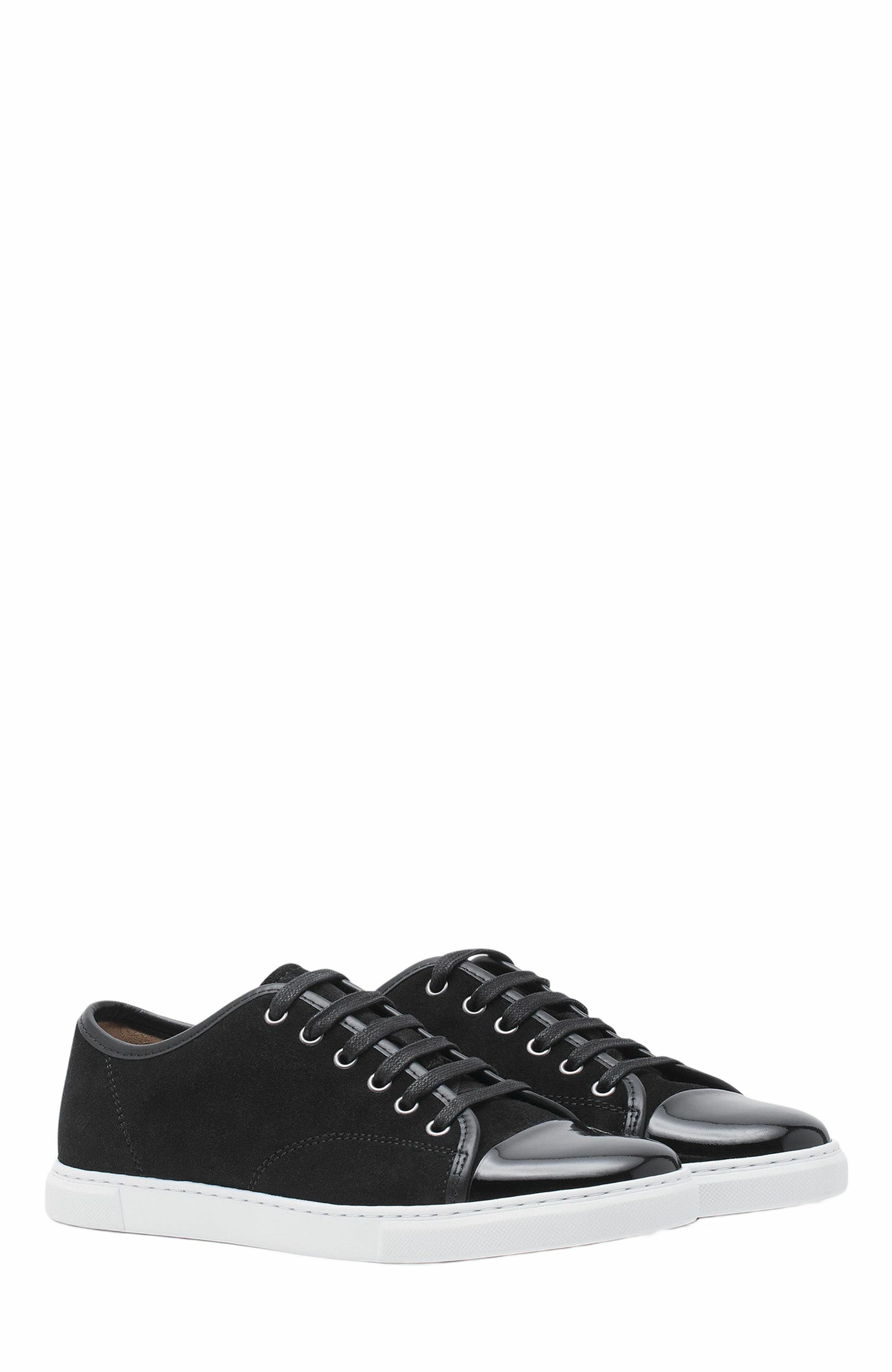 Lanvin DBB1 SNEAKERS IN SUEDE AND PATENT LEATHER, Alternate, color, Black