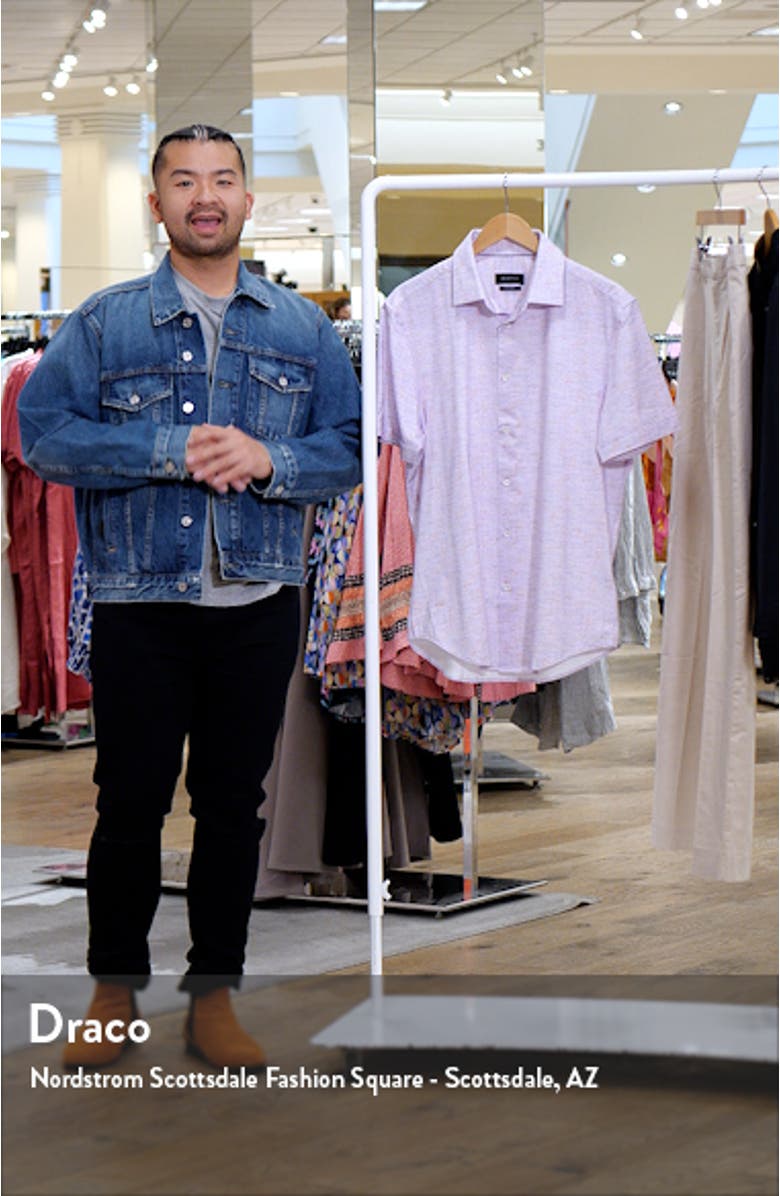 Miles OoohCotton<sup>®</sup> Marl Print Short Sleeve Button-Up Shirt, sales video thumbnail