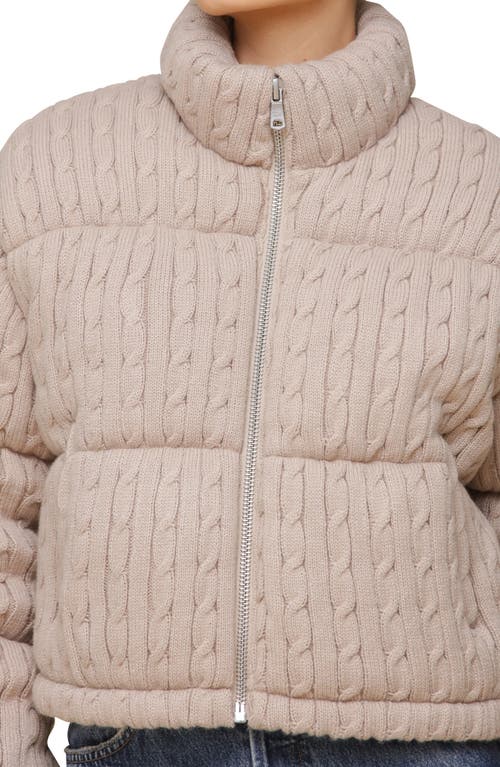 Avec Les Filles Crop Sweater Puffer Jacket In Beige