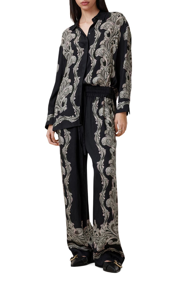 AllSaints Tyler Paisley Print Drawstring Pants, Alternate, color, Lita Black
