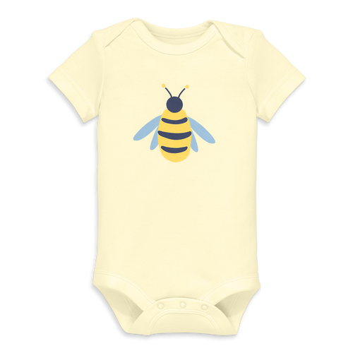 Primary Organic Short Sleeve Bumblebee Babysuit In Light Banana