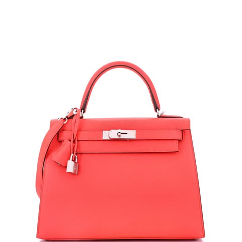 Kelly Handbag Pink Epsom with Palladium Hardware 28
